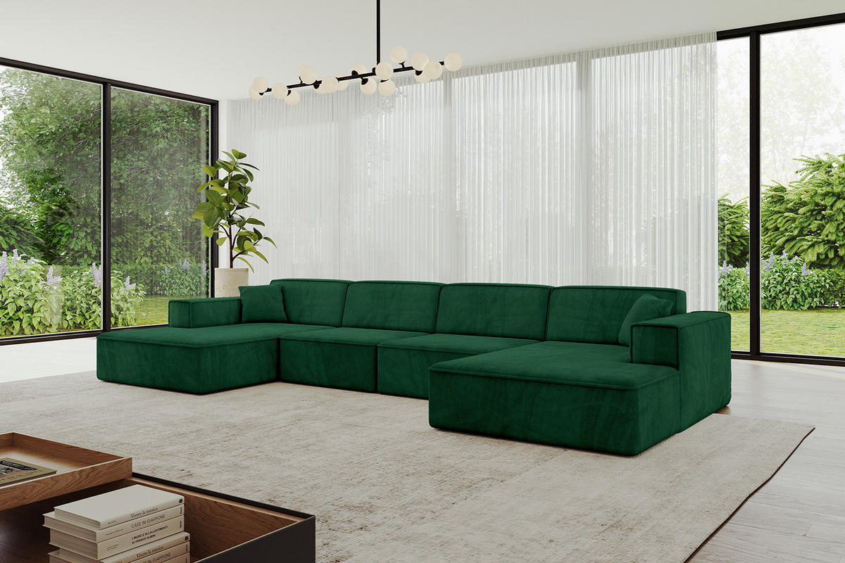 WOHNLANDSCHAFT IREA-U2-v4 - 388x171x79 cm Grün - Grün, Holzwerkstoff/Textil (388/79/171cm) - ALTDECOR