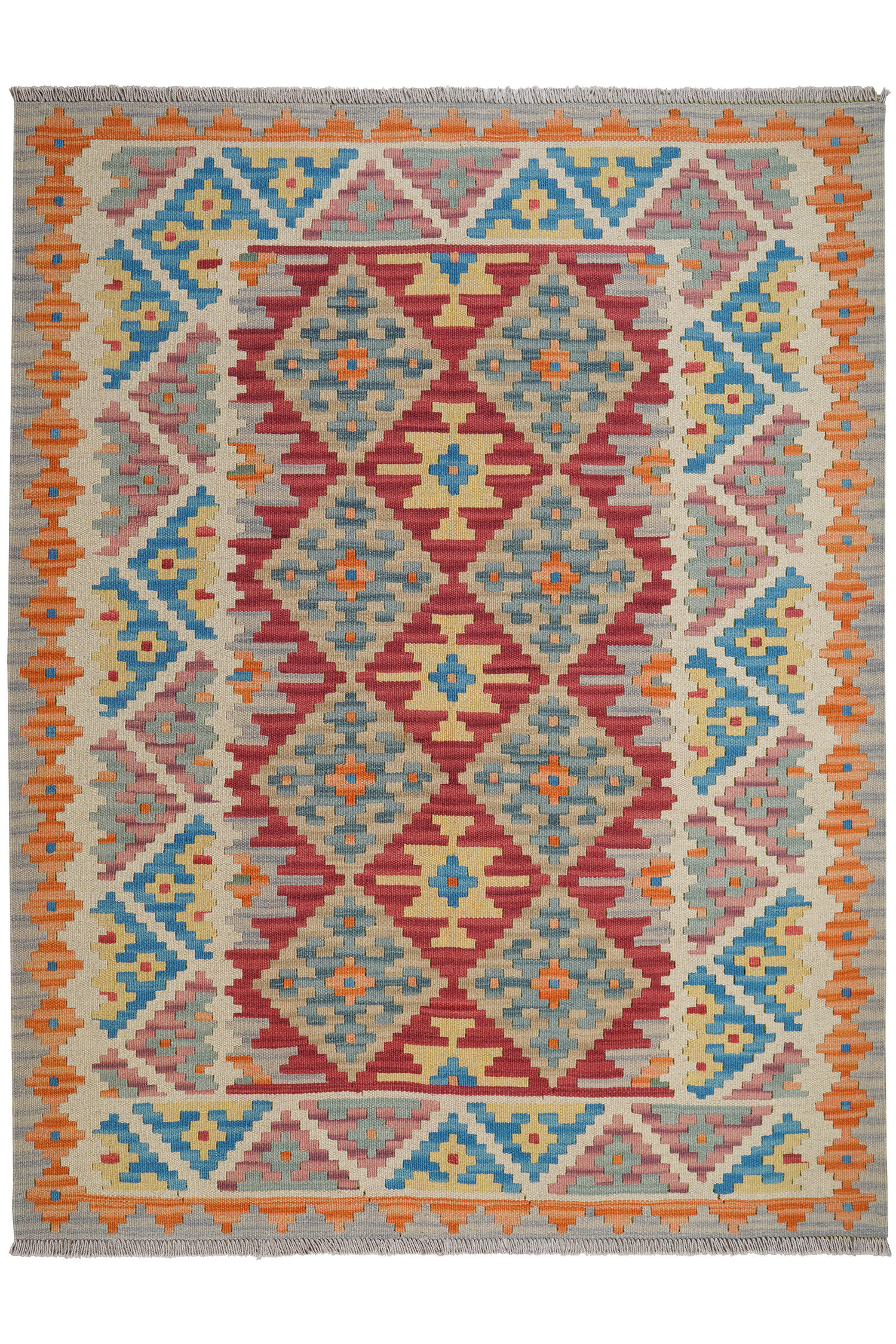 HANDWEBTEPPICH Kelim Gashgai Rot 202/156 cm Schurwolle - Rot, Textil (156/202cm) - Looma