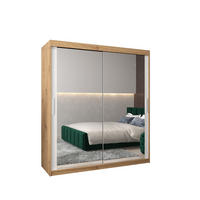 SCHWEBETÜRENSCHRANK 200/180/62 2-türig - Silberfarben/Weiß, Holz/Kunststoff (180/200/62cm) - Abiks Möbel