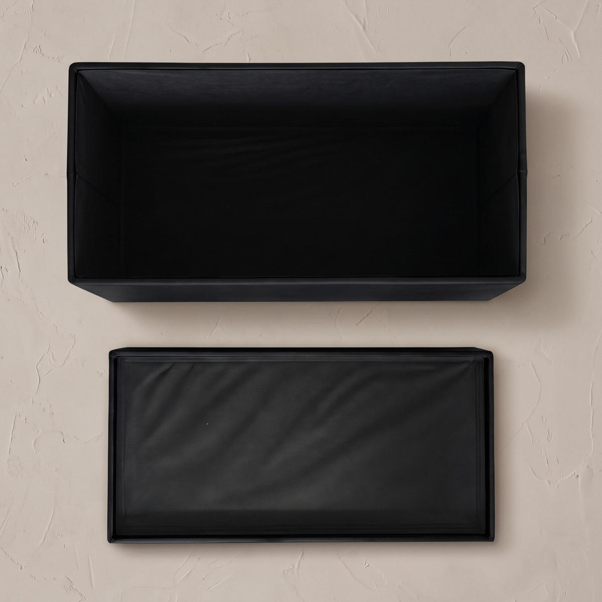 SAMTHOCKER mit Stauraum 76/38/38 cm - Schwarz, Textil (38/38/76cm) - SCENA LIVING