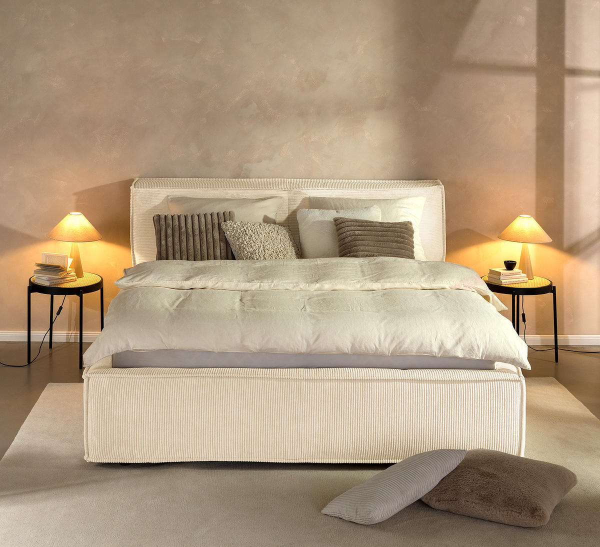 POLSTERBETT - Creme, Textil (140/200cm) - home24