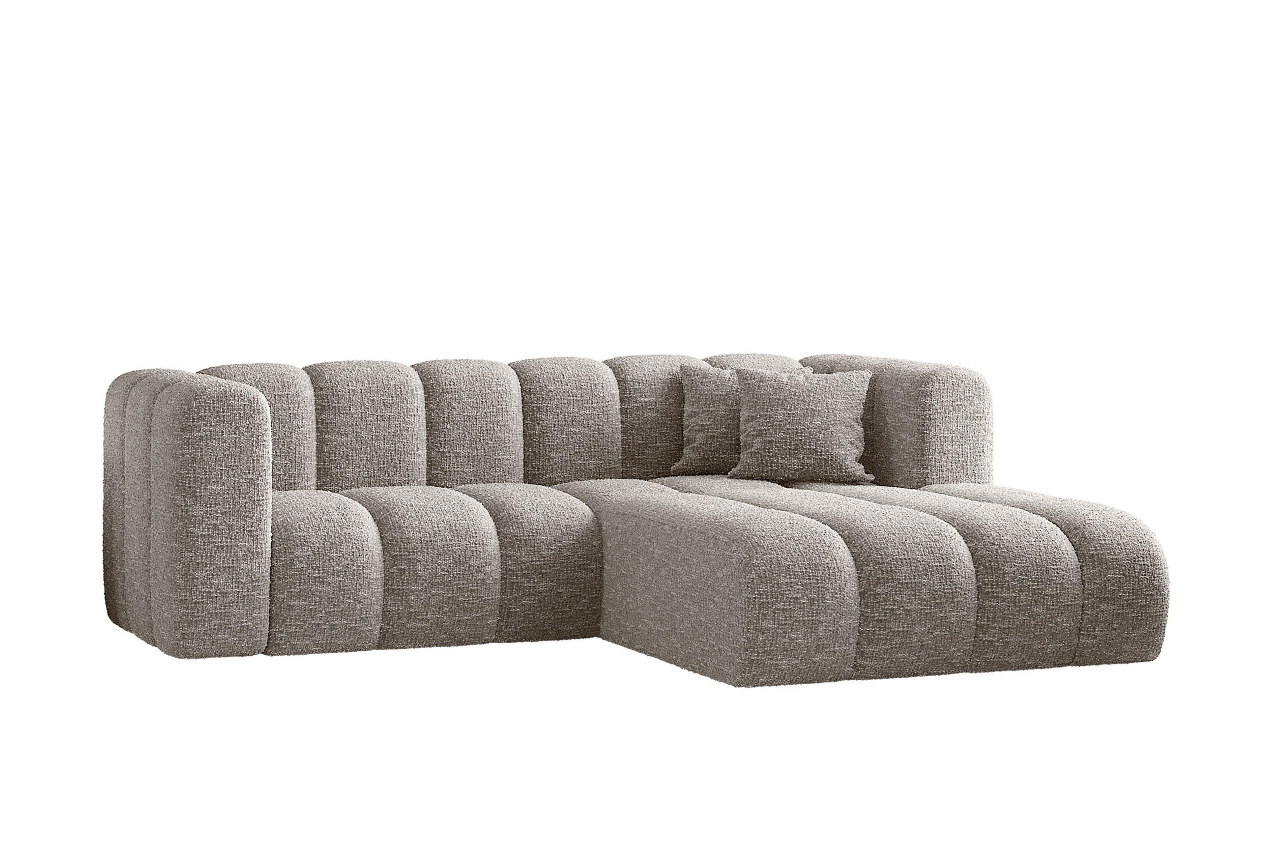 ECKSOFA L-form Sofa Grand modular stoff Haga Hellgrau Rechts - Hellgrau, Holz (227/179cm) - Kaiser Möbel
