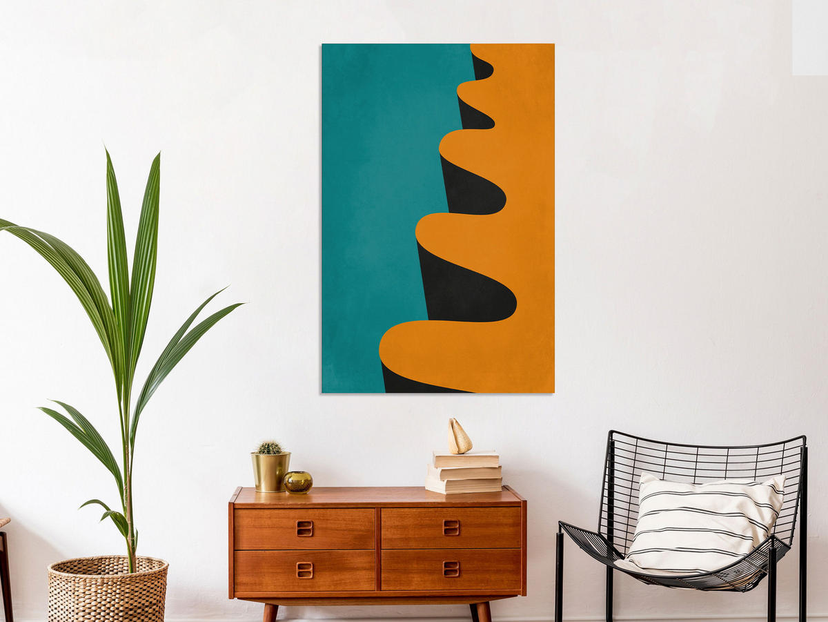 KUNSTDRUCK Blau 40/60 cm - Blau/Orange, Textil (40/60cm) - KUNSTLOFT