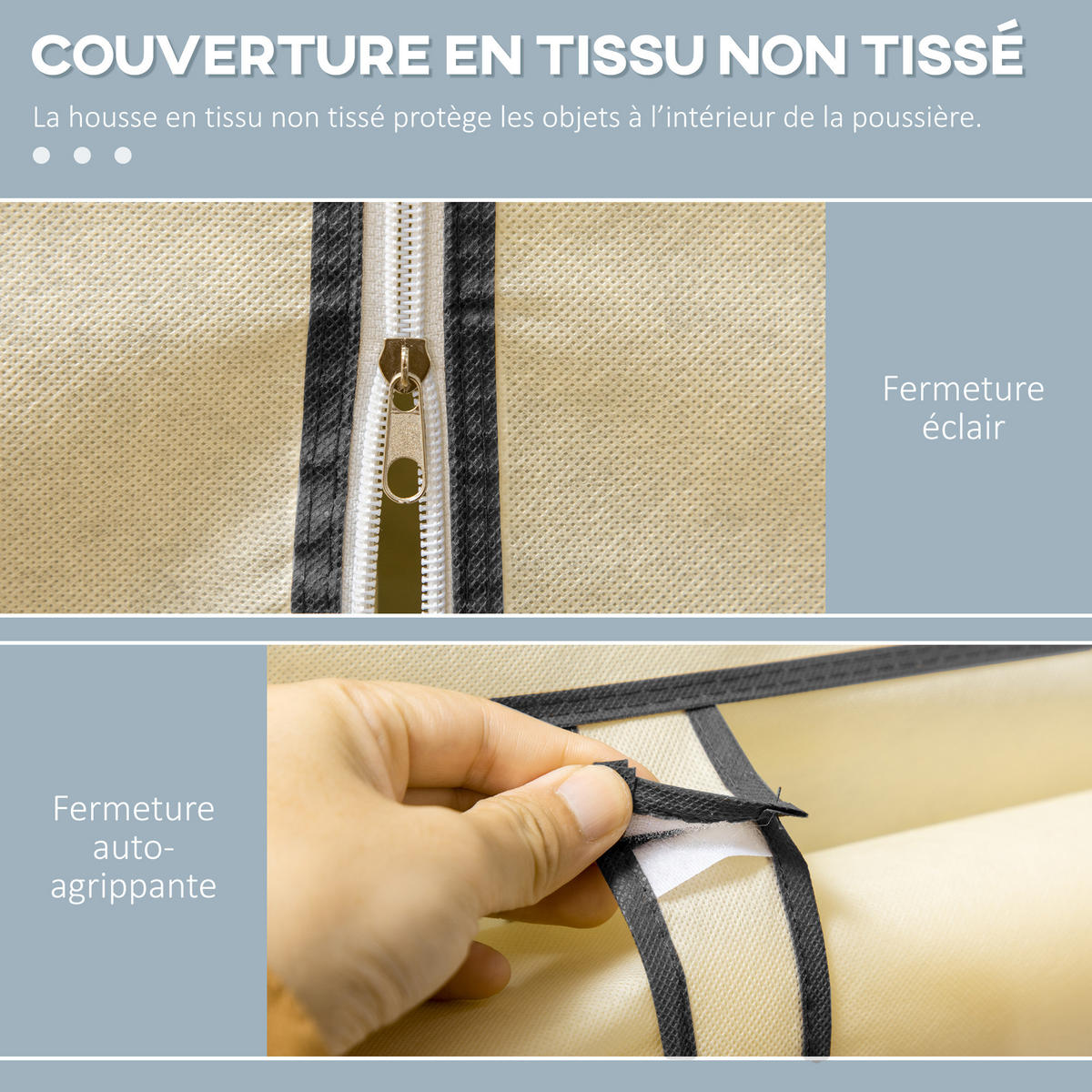STOFFSCHRANK DE-17215 1 Kleiderstange, 6 Böden Creme - Creme, Metall (43/162.5/103cm) - ComfortXL