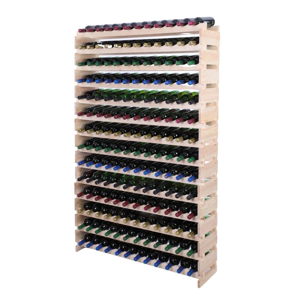 WEINREGAL VINOTECA FLEX PRO HxBxT 191x123x28cm 168 Flaschen auf 14 Ebenen Natur unbehandelt - Naturfarben, Holz (123/191/28cm) - PROREGAL