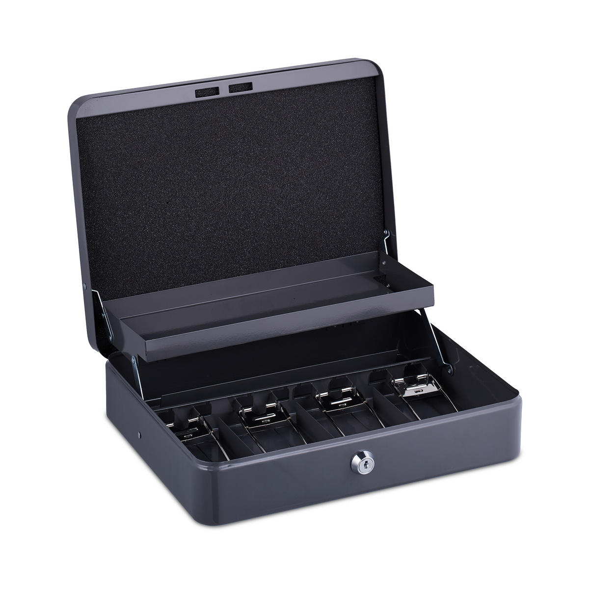 GELDKASSETTE Euro-Münzzählbrett - Grau, Kunststoff/Metall (30.5/8.5/24.5cm) - Relaxdays