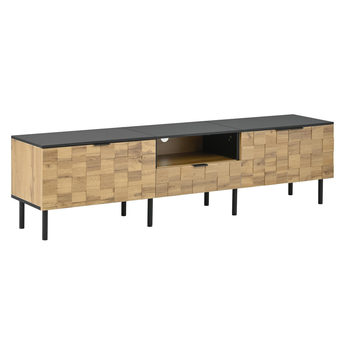 TV-LOWBOARD Mosaik 2 Türen 1 Schublade - Naturfarben, Holzwerkstoff (170/44.5/35cm) - Fortuna Lai