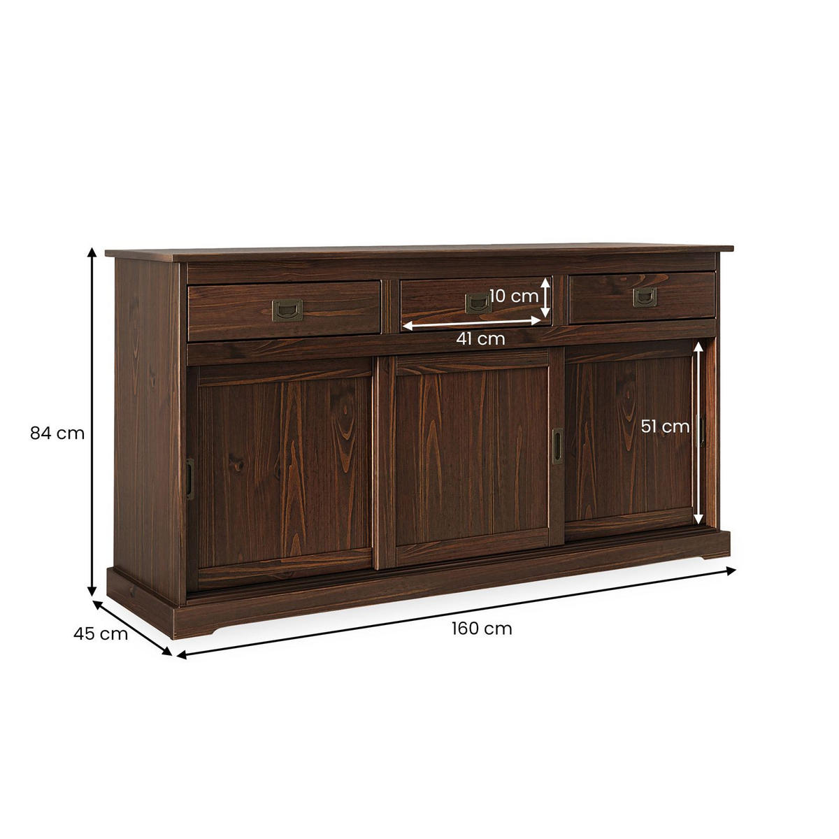 ANRICHTE SAVONA nussbaum - Nussbaumfarben, Holz (160/84/45cm) - IDIMEX