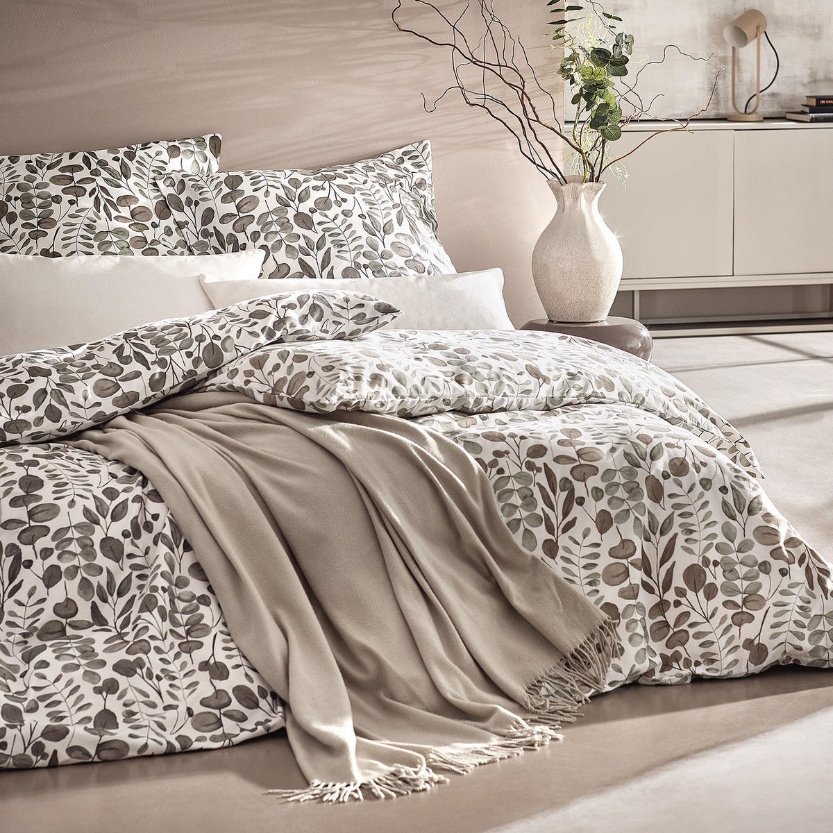 SATINBETTWÄSCHE All Dreams aus Baumwolle 135 x 200 cm - Grün, Textil (135/200cm) - Butlers