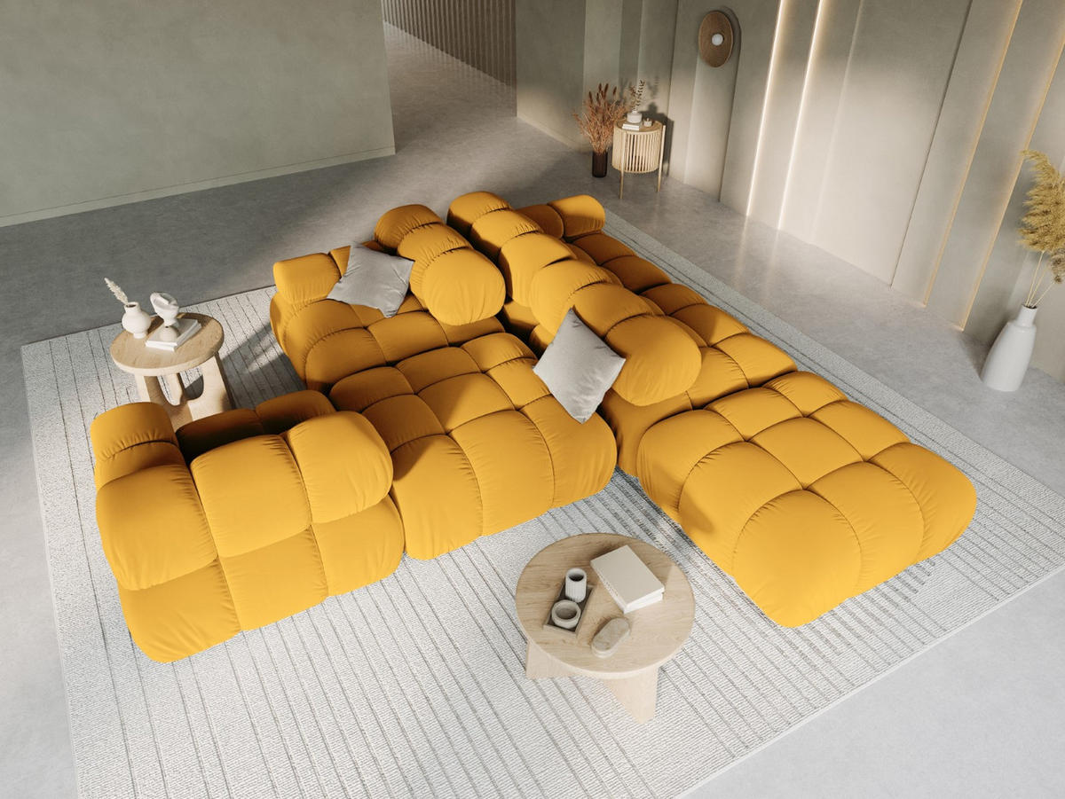MODULARES-SOFA links Bellis aus Samt gelb 4 Sitzplätze - Gelb, Textil (94/63/282cm) - Micadoni