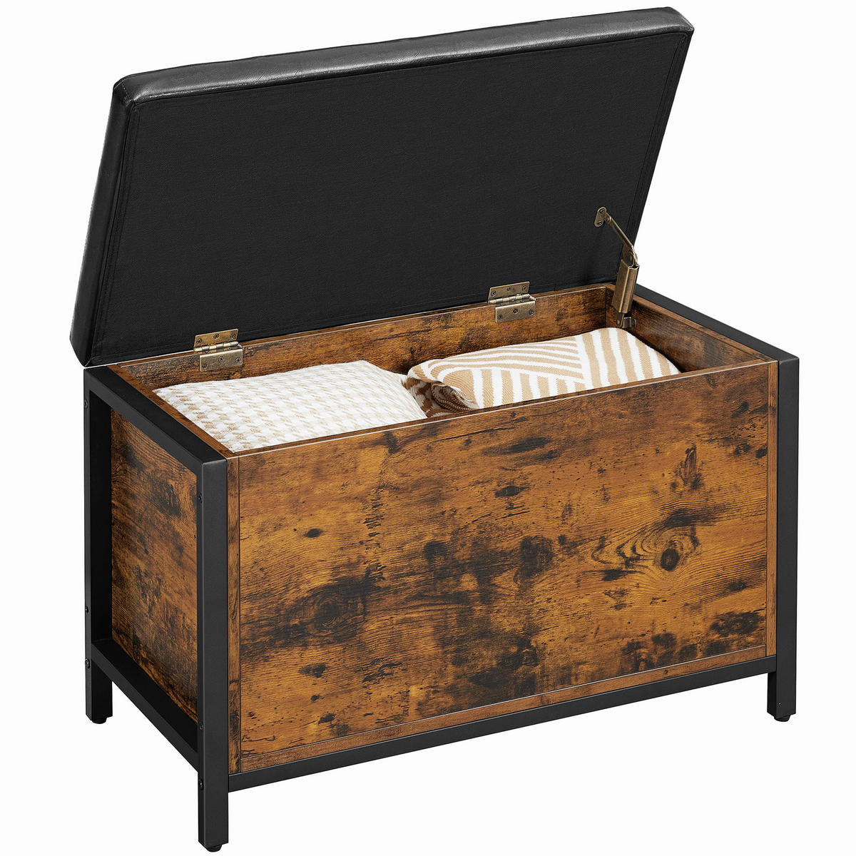 AUFBEWAHRUNGSBOX mit deckel, braun/schwarz - Braun, Holzwerkstoff/Kunststoff (80/50/40cm)