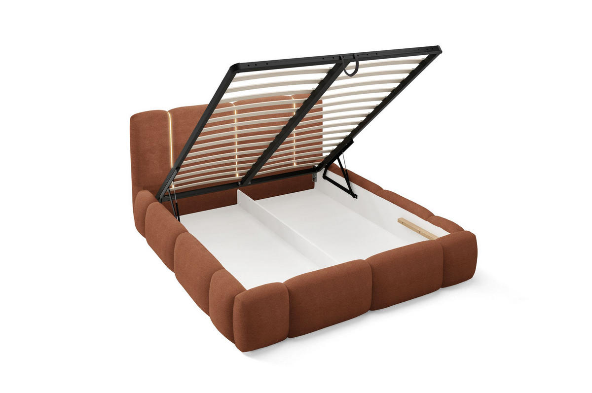 POLSTERBETT mit Stauraum und LED-Beleuchtung 180x200 cm in Orange - Orange, Metall (180/200cm) - Home Collective