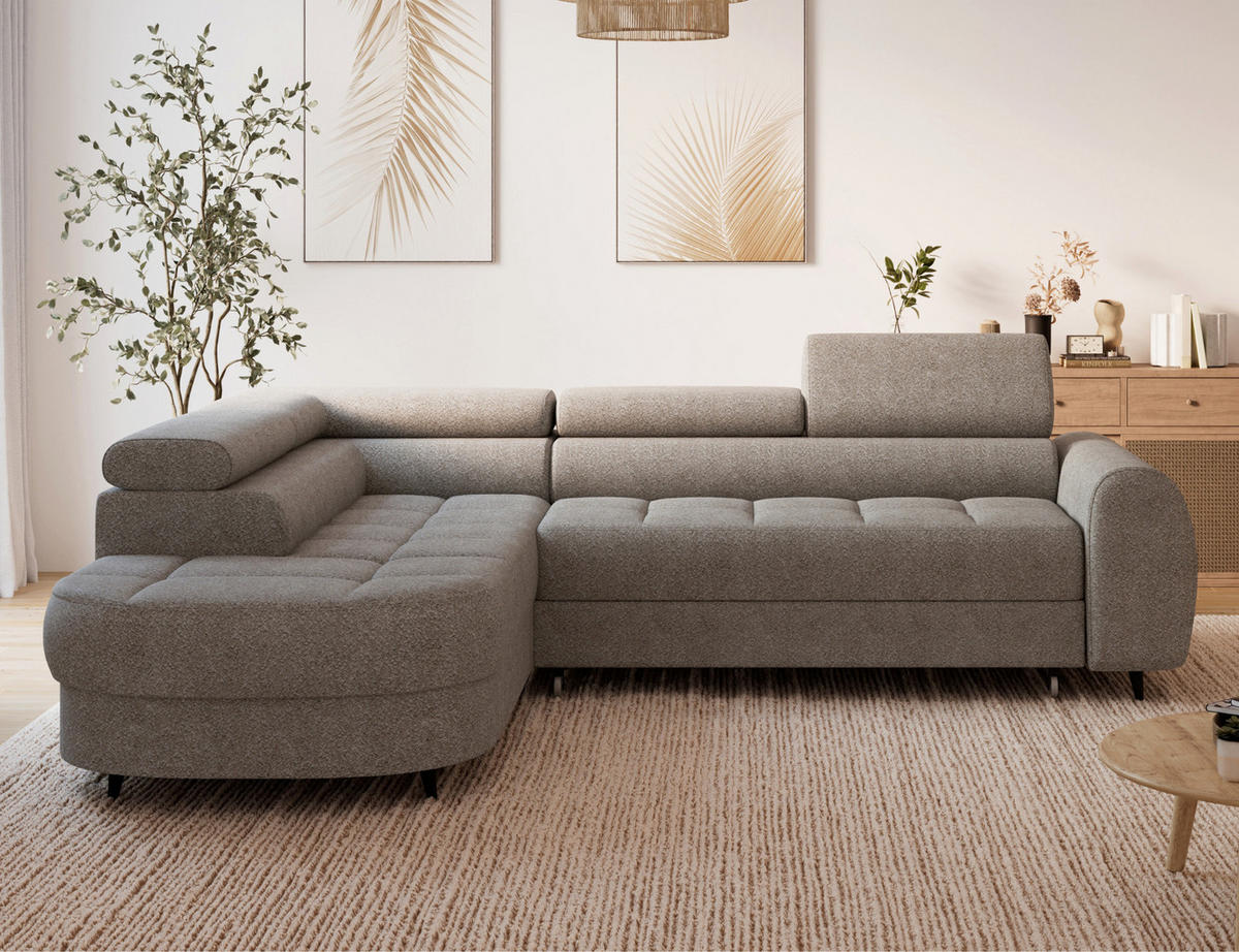 ECKSOFA Vesteria mit Schlaffunktion und Bettkasten – Modernes Design, verstellbare Kopfstützen und hoher Sitzkomfort - Braun, Kunststoff (279/72cm) - Wohnideebilder