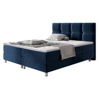 BOXBETT Dave - Chromfarben/Dunkelblau, Holz/Textil (140/200cm) - MIRJAN24
