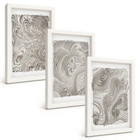 BILDER SET 3er Set - 20x30 cm Weißer Rahmen - Moderne Formen Malerei - Weiß, Kunststoff (20/30cm) - TULUP