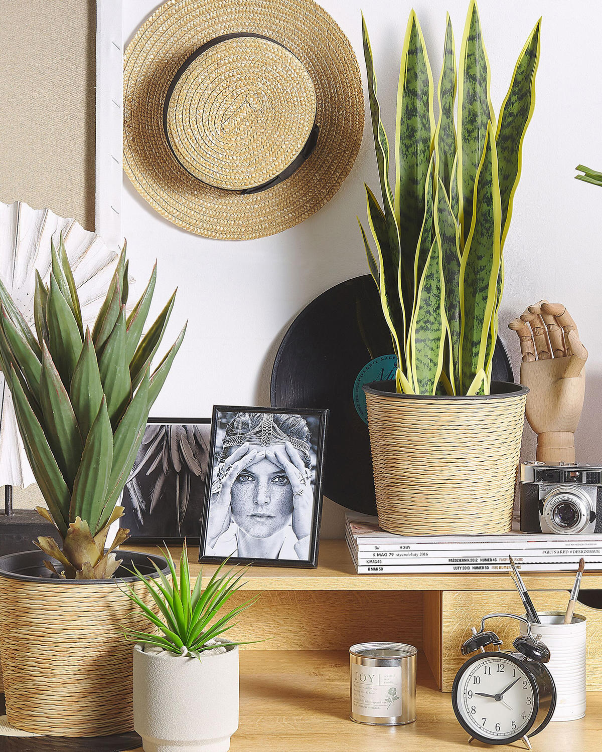 KUNSTPFLANZE Grün Snake Plant - Schwarz/Grün, Kunststoff (63cm) - Beliani