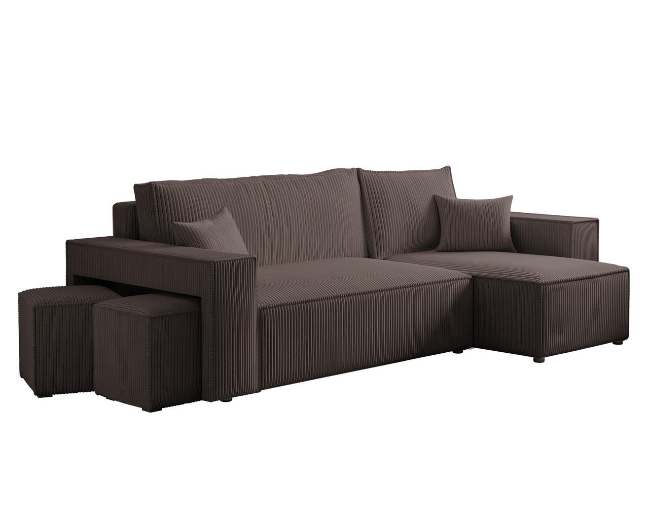 ECKSOFA PARIS mit Schlaffunktion und Bettkasten Braun - Braun, Holzwerkstoff/Kunststoff (262/145cm) - Idohome