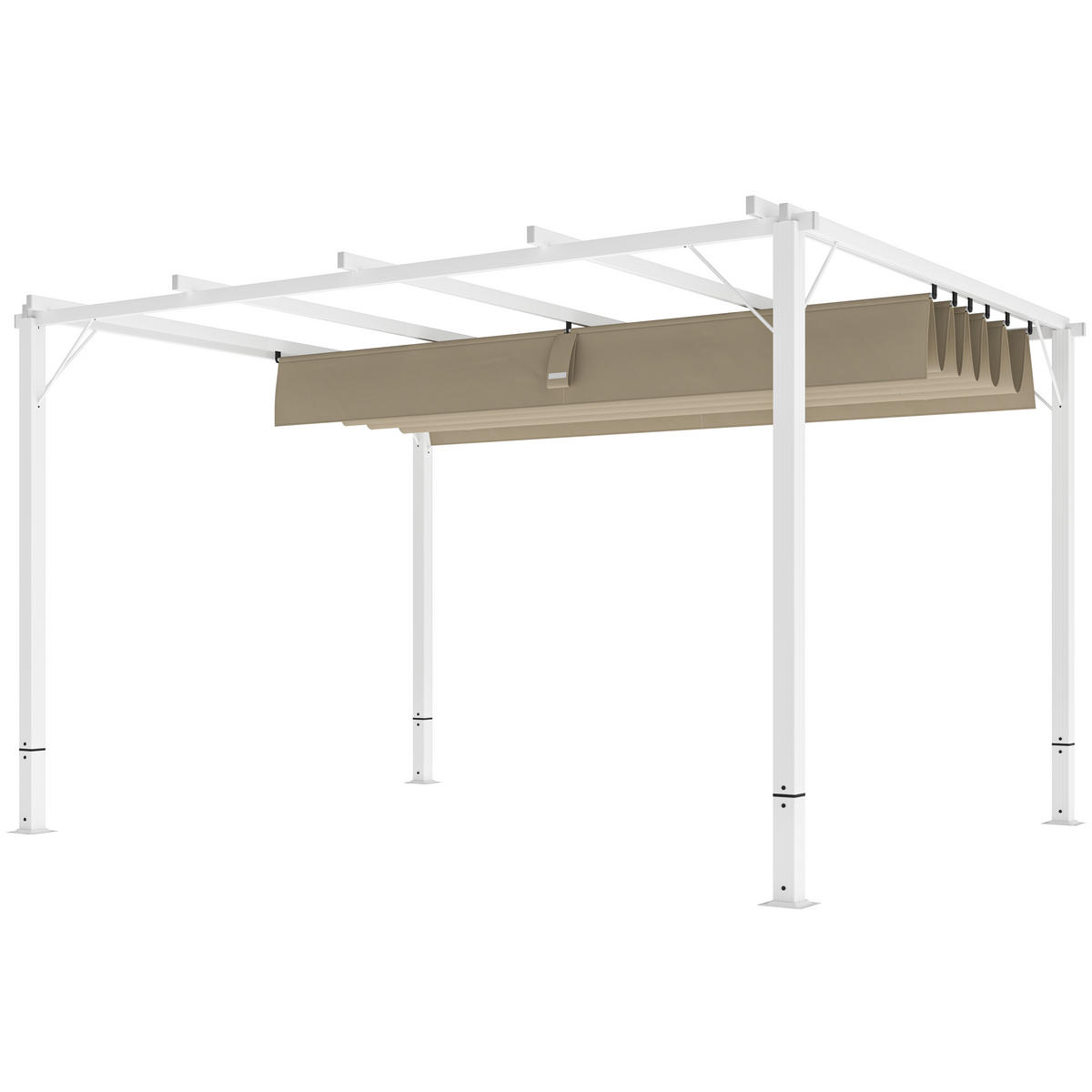 PERGOLA DE-12643 382/300/232 cm ausziehbar UPF30+ mit Magnet Weiß - Weiß, Metall (300/232/382cm) - ComfortXL