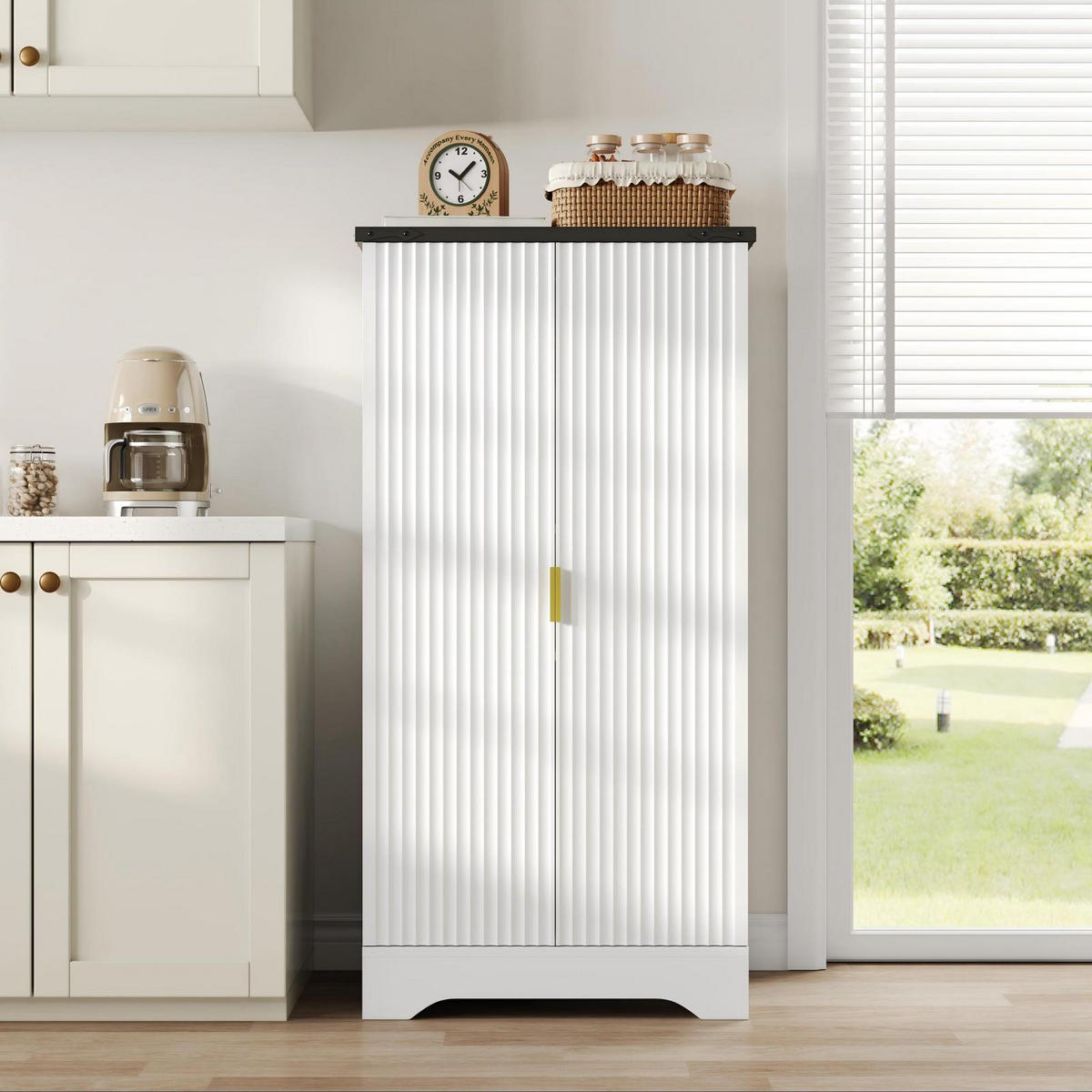 SIDEBOARD Landhausstil, 2 Türen, verstellbare Böden, Weiß - Weiß, Holz (60/120/40cm)