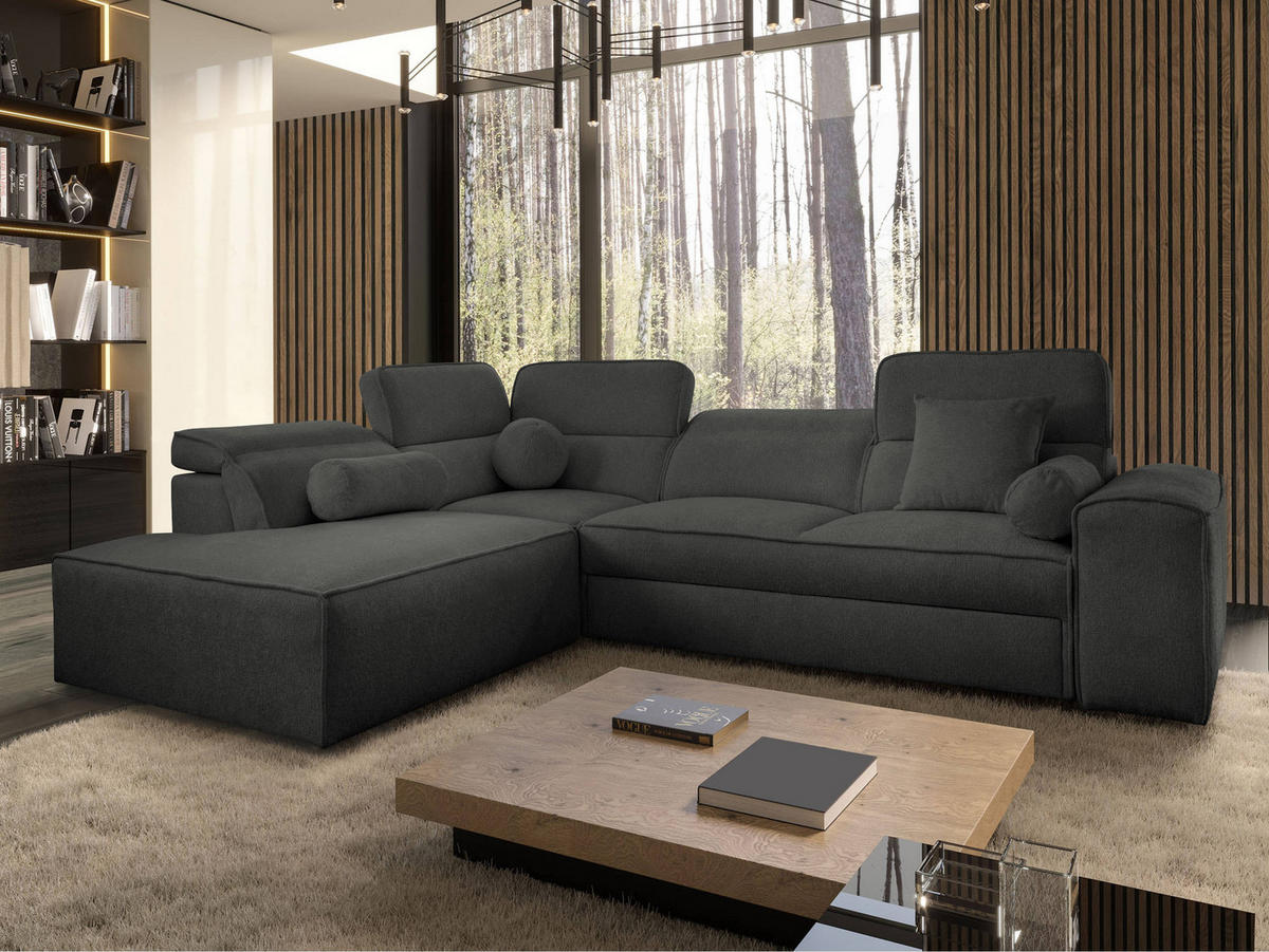 ECKSCHLAFSOFA Vito VII, Seite: Links - Anthrazit, Holz/Textil (276/214cm) - MIRJAN24