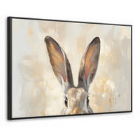 LEINWAND Bilder mit Rahmen - Hase - Ohren - Braun - 150x100 - Beige, Textil (150/100cm) - MuchoWow