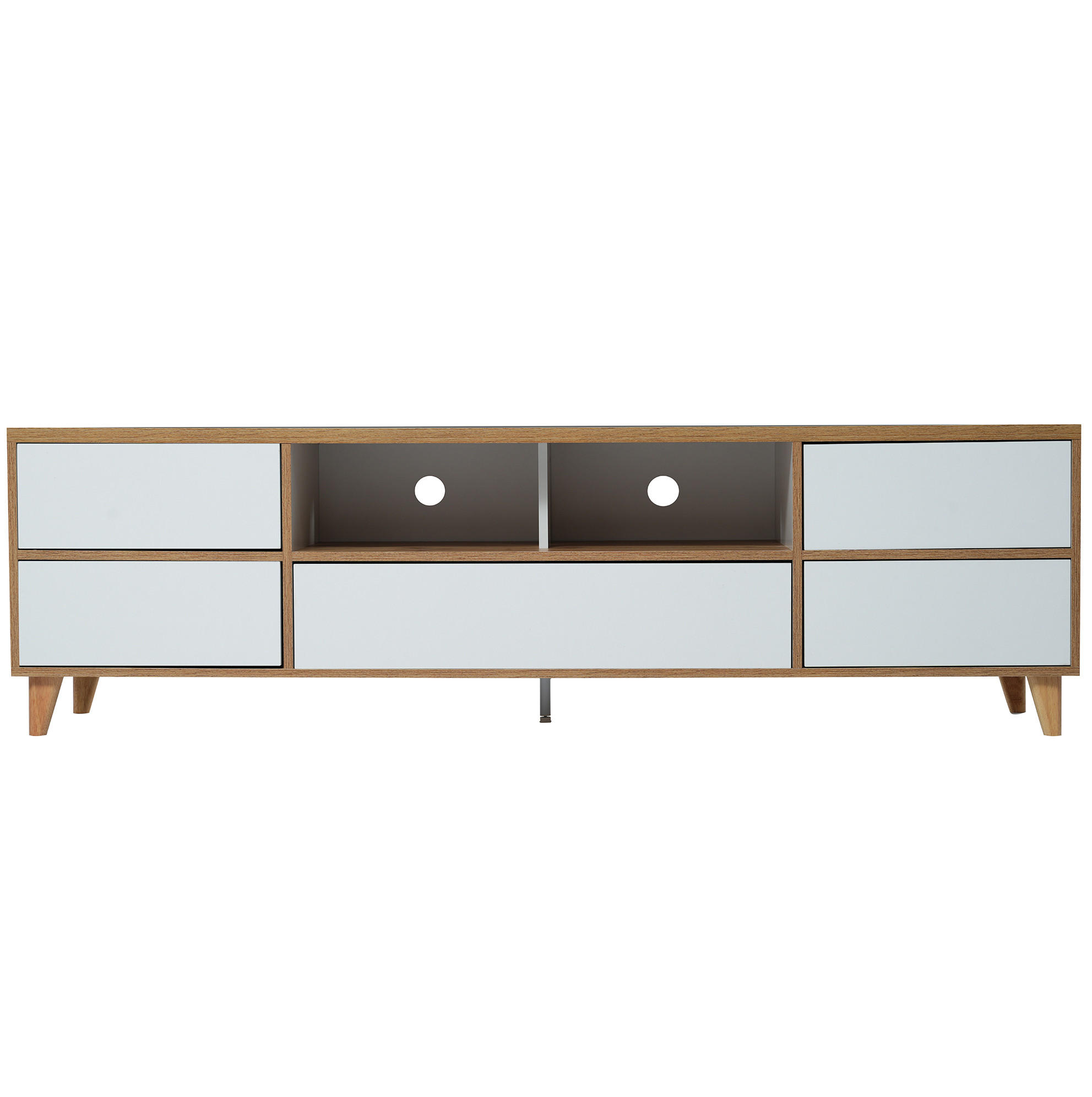 TV-LOWBOARD 175/37/51 cm mit 4 Türen in Weiß/Holzfarben - Naturfarben, Holzwerkstoff (175/51/37cm) - BEAOK