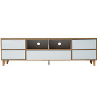 NÍZKÁ komoda, 175/37/51 cm, MDF bílá a barva dřeva - přírodní, kompozitní dřevo (175/51/37cm) - BEAOK
