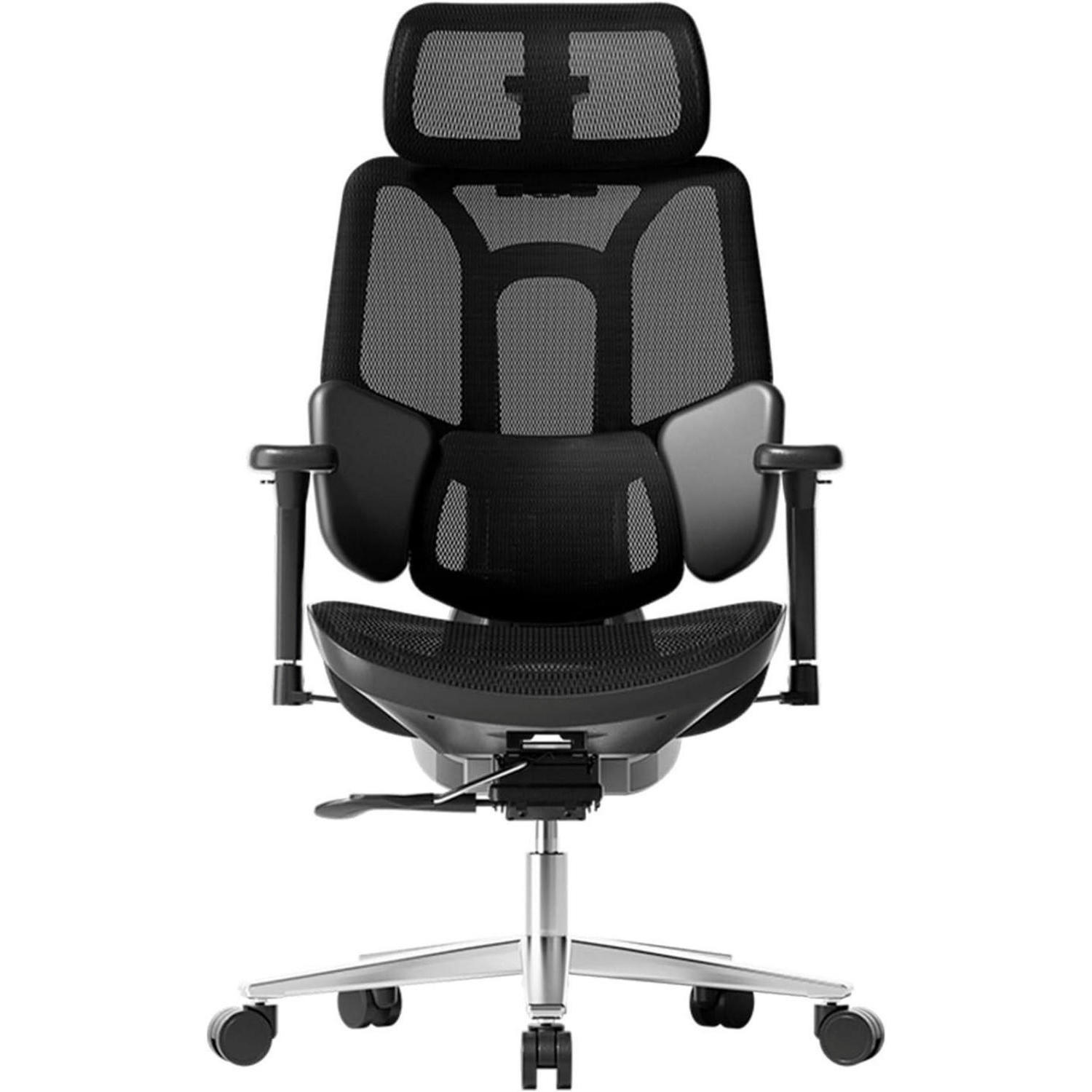 BÜROSTUHL E3 Air mit dynamischer Lendenstütze und 3D-Kopfstütze Schwarz - Schwarz, Textil (57/39/76cm)