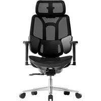 BÜROSTUHL E3 Air mit dynamischer Lendenstütze und 3D-Kopfstütze Schwarz - Schwarz, Textil (57/39/76cm)