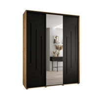 SCHWEBETÜRENSCHRANK 235,2/200/60 3-türig - Schwarz/Eiche Artisan, Holz/Metall (200/235/60cm) - Abiks Möbel