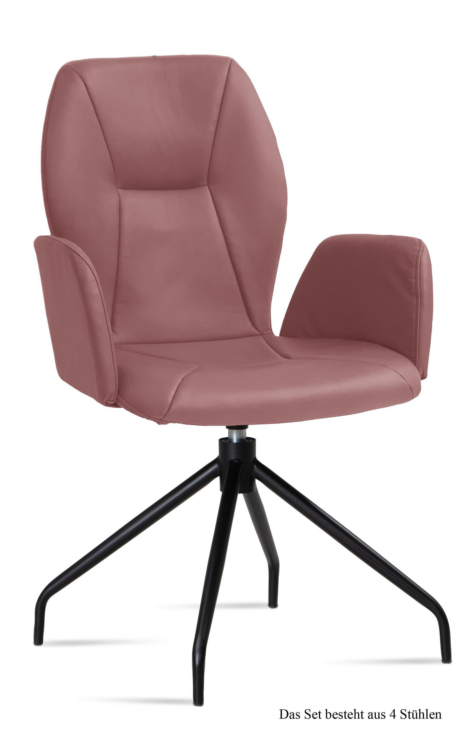 ARMLEHNSTUHL drehbar (4er-Set) Dorett 58x92x60 Schwarz/Rosewood - Dunkelrosa/Schwarz, Kunststoff (60/92/58cm) - 58aufmkessel
