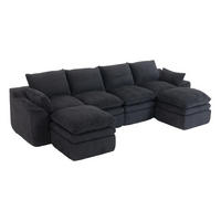 WOHNLANDSCHAFT DE-33775 modular 4-Sitzer mit 2 Hockern Schwarz - Schwarz, Metall (335/85/167cm) - ComfortXL