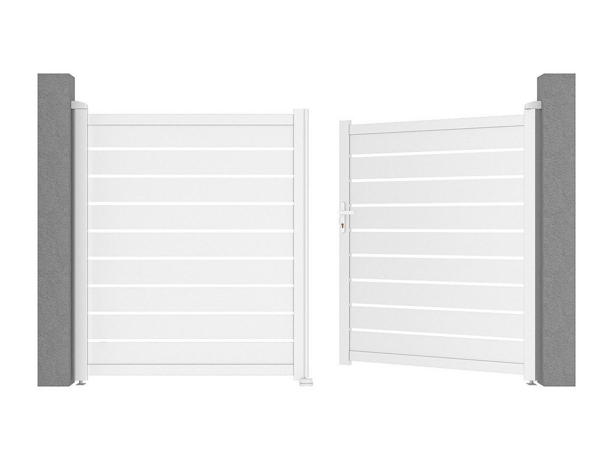 FLÜGELTOR - 300cm x 4.6cm - Aluminium - weiß - PRIMO - Weiß, Metall (300/178cm) - Vente-Unique