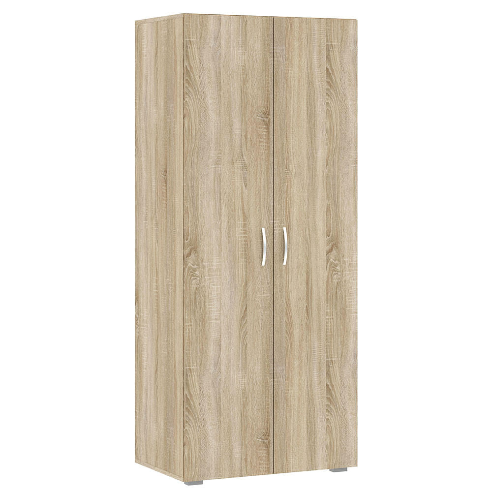 KLEIDERSCHRANK Basic Eiche Sonoma 74 / 52 / 179 cm - Silberfarben/Sonoma Eiche, Holz/Holzwerkstoff (74/179/52cm) - Feldmann-Wohnen