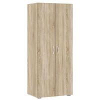 KLEIDERSCHRANK Basic Eiche Sonoma 74 / 52 / 179 cm - Silberfarben/Sonoma Eiche, Holz/Holzwerkstoff (74/179/52cm) - Feldmann-Wohnen