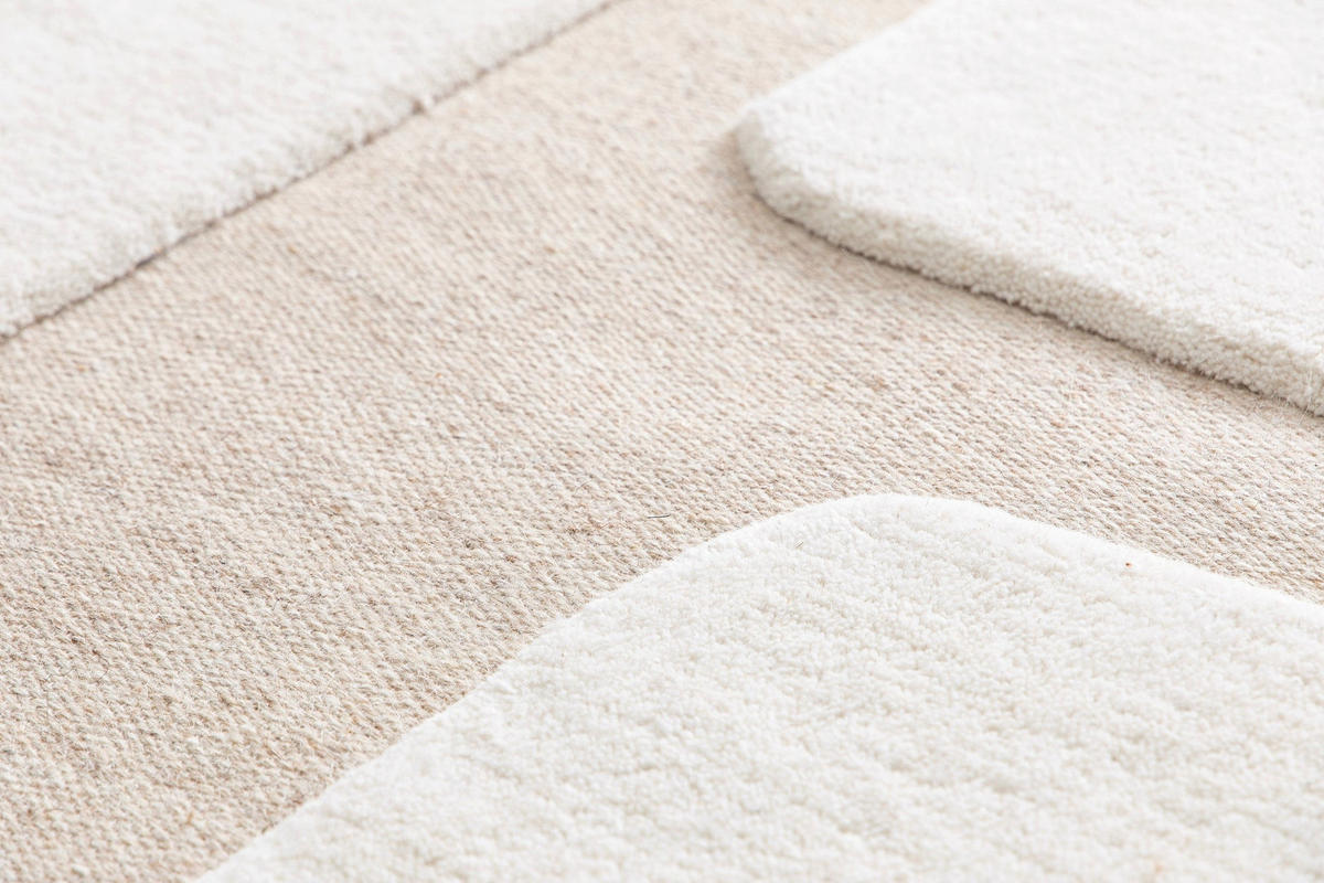 TEPPICH aus Wolle mit geometrischem Relief beige - Beige, Naturmaterialien (160/230cm) - AFK Living