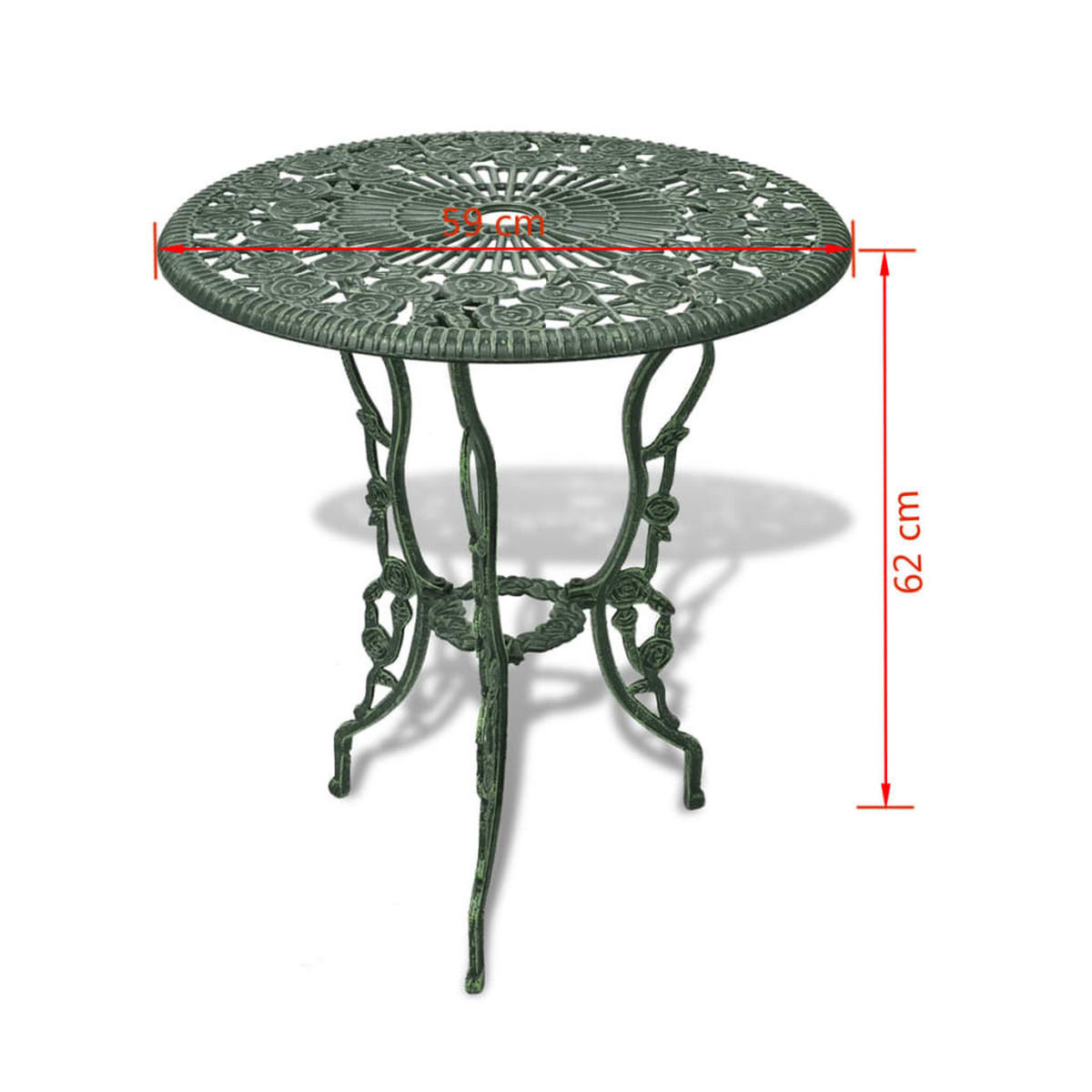 BISTRO-SET 3-teilig Aluminiumguss Grün - Grün, Metall - vidaXL