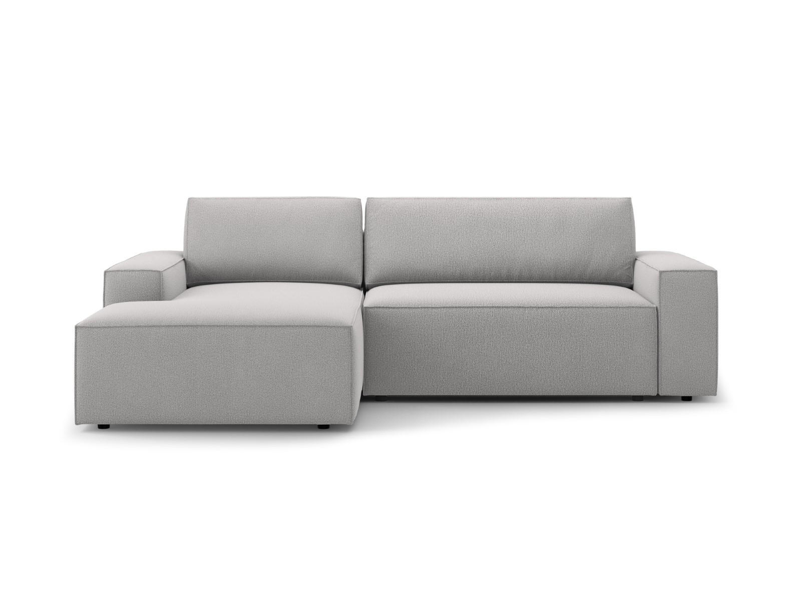 AUSKLAPPBARES-ECKSOFA links mit Container Jodie aus strukturiertem Stoff hellgrau 3 Sitzplätze - Hellgrau, Textil (246/151cm) - Micadoni