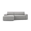 AUSKLAPPBARES-ECKSOFA links mit Container Jodie aus strukturiertem Stoff hellgrau 3 Sitzplätze - Hellgrau, Textil (246/151cm) - Micadoni