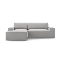 AUSKLAPPBARES-ECKSOFA links mit Container Jodie aus strukturiertem Stoff hellgrau 3 Sitzplätze - Hellgrau, Textil (246/151cm) - Micadoni