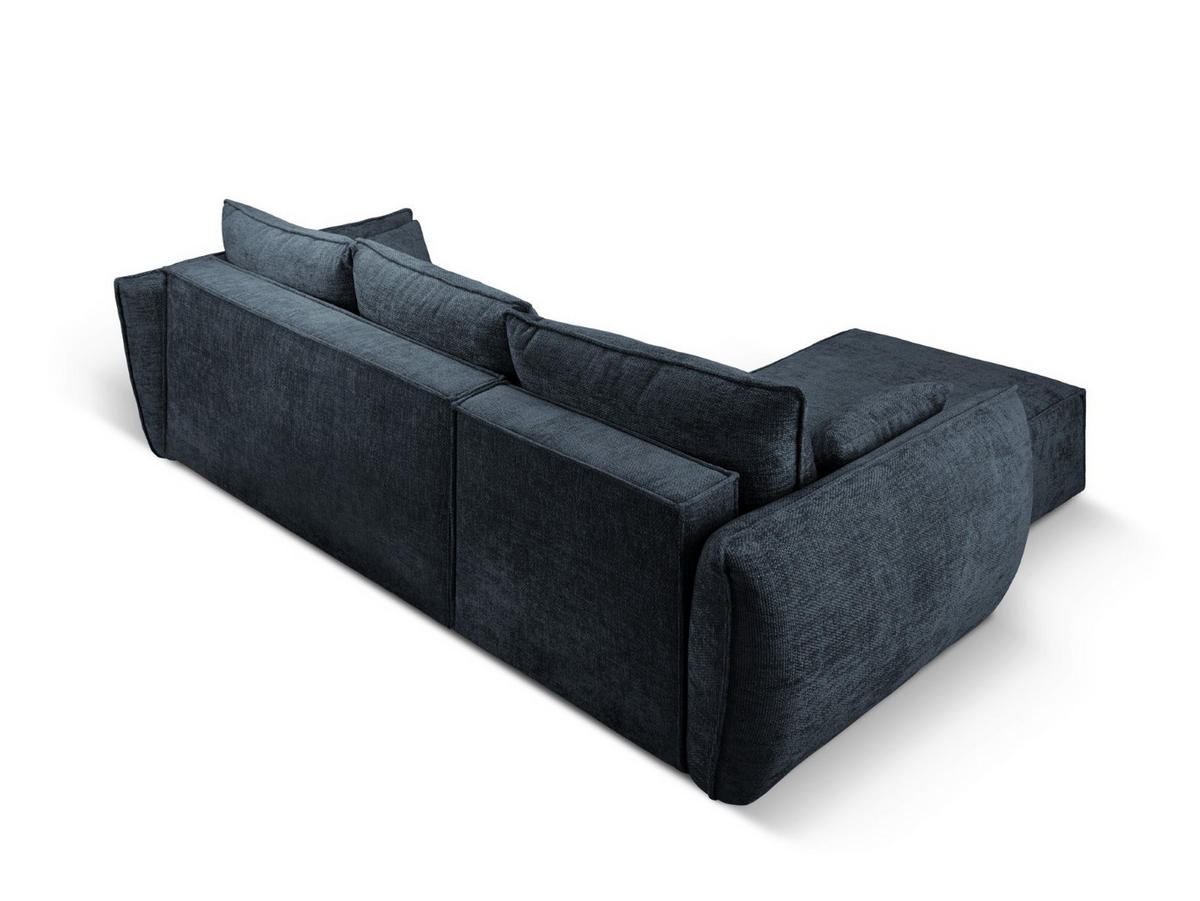AUSKLAPPBARES-ECKSOFA links mit Container Kaelle aus Chenille-Stoff königsblau 4 Sitzplätze - Blau, Textil (165/252cm) - Micadoni