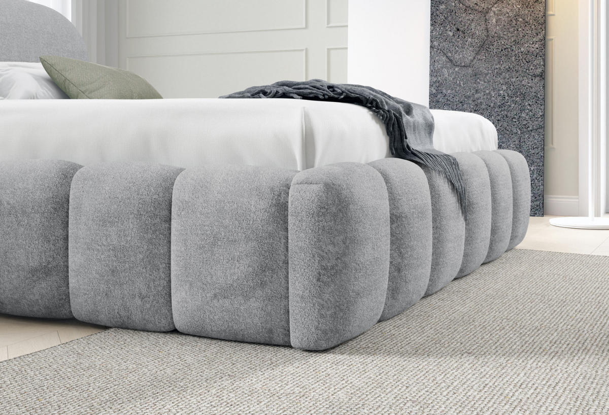 POLSTERBETT mit Stauraum 140x200 cm in Silbergrau - Silberfarben, Textil (140/200cm) - Home Collective