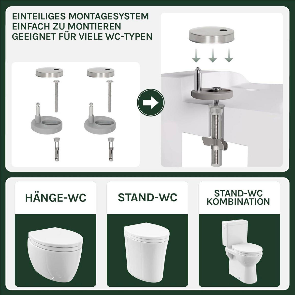 WC SITZ mit Absenkautomatik, Softclose Scharnier, Oval - Weiß, Kunststoff (37/5.7/44cm) - Woltu