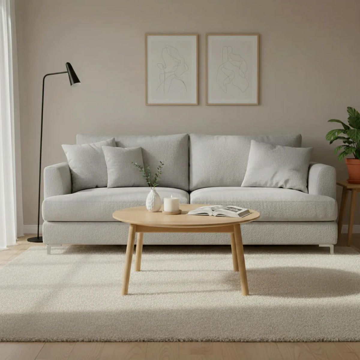 COUCHTISCH Celeste, Natur Massiveiche - Beige, Holz (80/80/43cm) - WOODEK