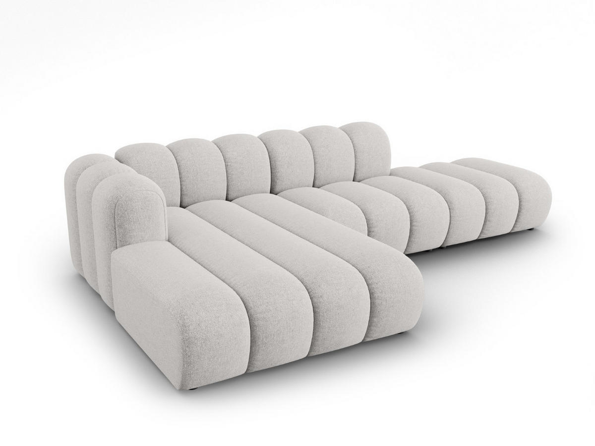 ECKSOFA modular links Lupine aus Chenille-Stoff hellgrau 5 Sitzplätze - Hellgrau, Textil (177/299cm) - Micadoni