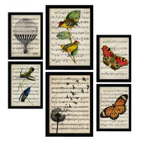 POSTER Set Mit 6 Musik Größe A3 & A4 Schwarzer Rahmen - Schwarz, Papier (29.7/1cm) - Nacnic