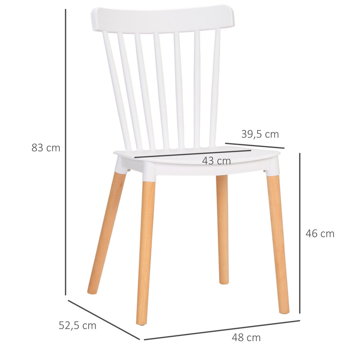 ESSZIMMERSTÜHLE 4er-Set DE-13228 Skandinavisch mit hoher Rückenlehne Weiß - Weiß, Kunststoff (52.5/83/48cm) - ComfortXL