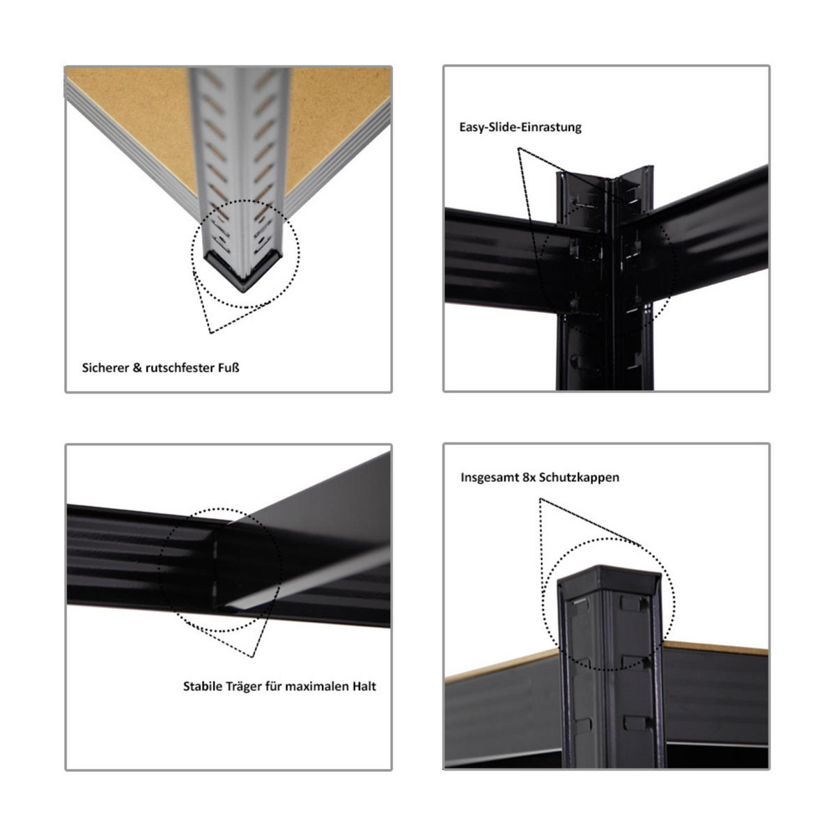 KELLERREGAL Gorilla 2er-Set mit 2x 160x80x40cm Fachlast 175 kg Schwarz - Schwarz, Metall (80/160/40cm) - PROREGAL