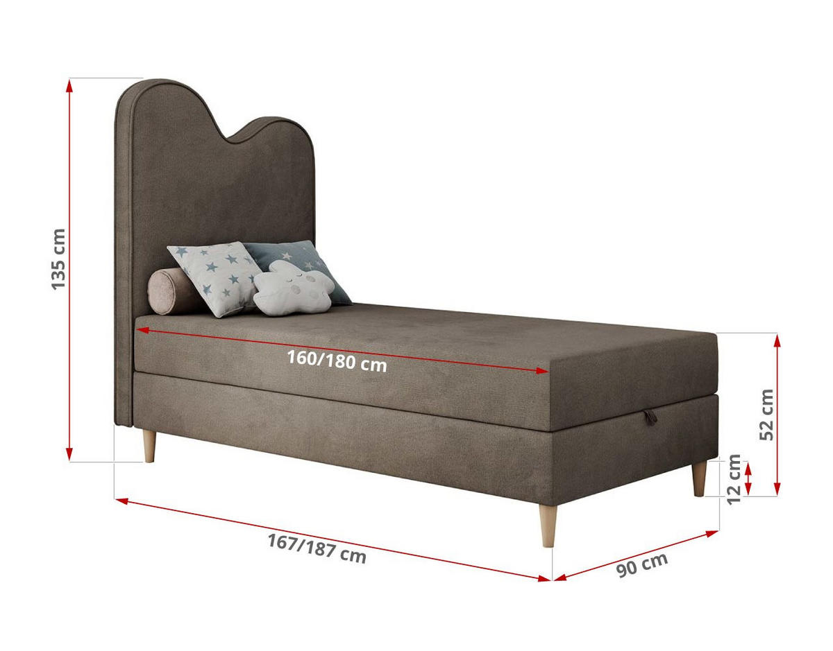 BOXBETT FLOW 90/180 Braun Velvet hydrophob - H3 - Braun, Holz/Textil (90/180cm) - MKS