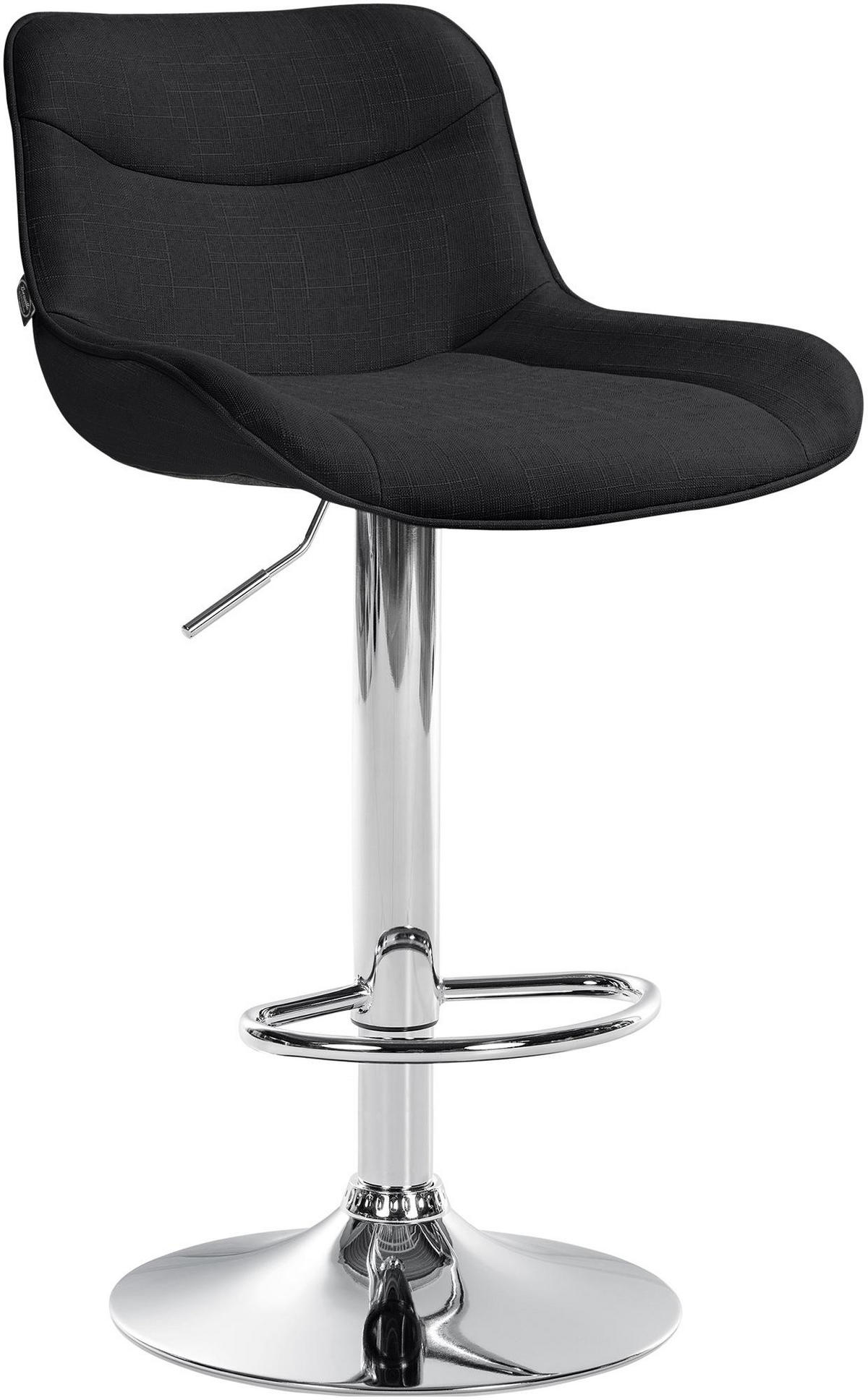BARHOCKER Stoff schwarz - Chromfarben/Schwarz, Textil/Metall (49/85/51cm) - CLP